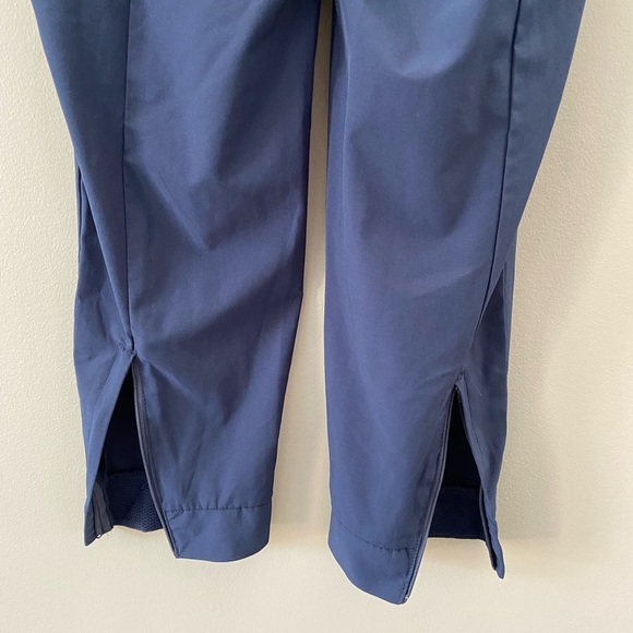 New Balance Navy Blue Taper Fit Drawstring Waist Activewear Back Split Hem Pants - Picture 4 of 5